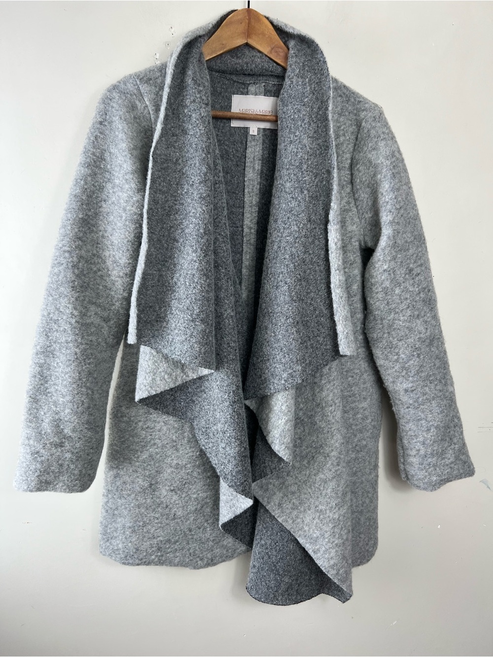 Marisa & Marie Open Front Cardigan Coat Wool Blend Made In Italy Size Small Grey - Picture 4 of 10